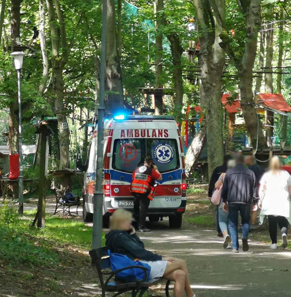 Wypadek w Parku Linowym w winoujciu: 7-letni chopiec przewieziony do szpitala