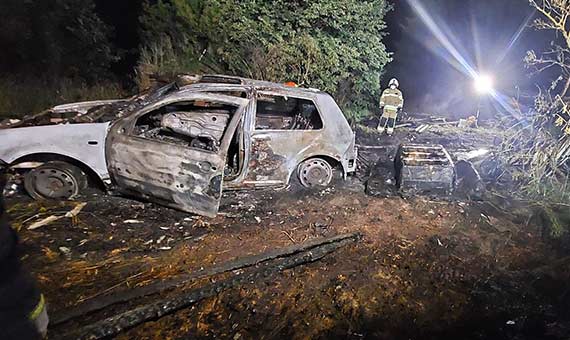 OSP Przytr wspomagaa w nocnej akcji ganiczej: Poar samochodu osobowego i odzi