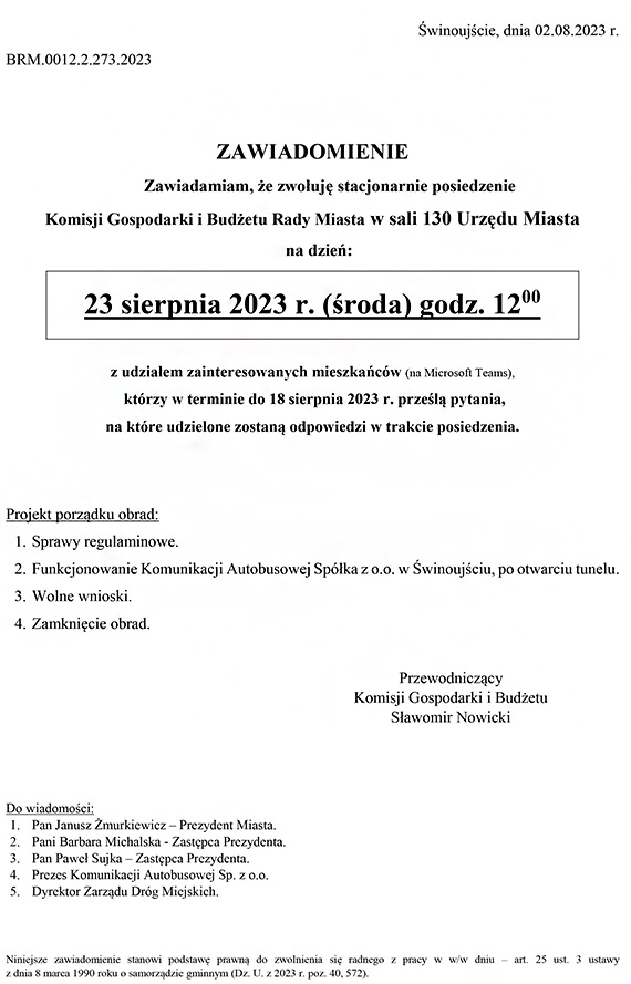 Grupa Morska: Przypominamy o spotkaniu na temat kursowania autobusw!