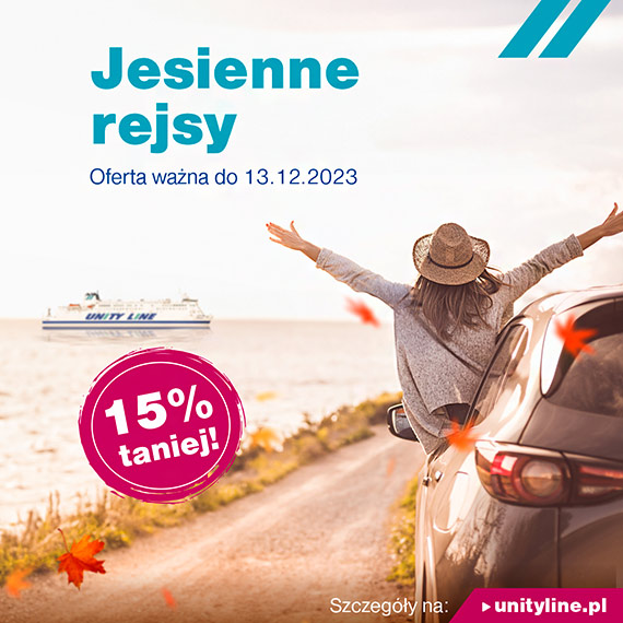 Rejsy tasze o 15%. Unity Line zachca do jesiennego podrowania!