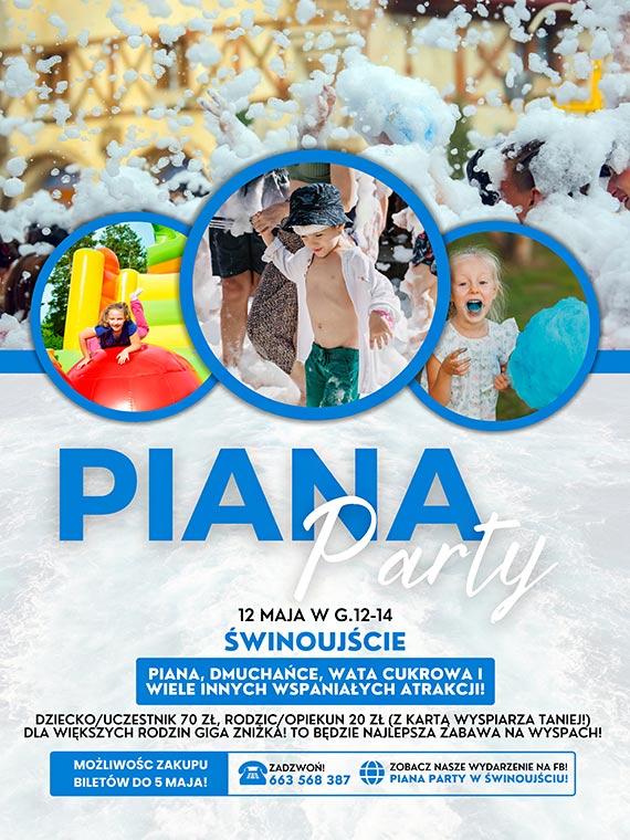 Nadchodzce wydarzenie dla dzieci: Piana Party w winoujciu!