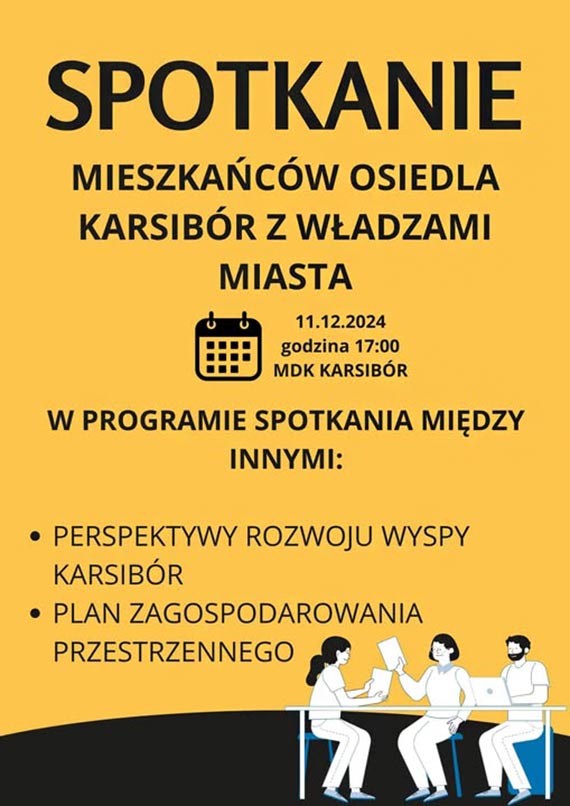 Zaproszenie na spotkanie mieszkacw osiedla Karsibr z wadzami miasta - 11 grudnia 2024r. 