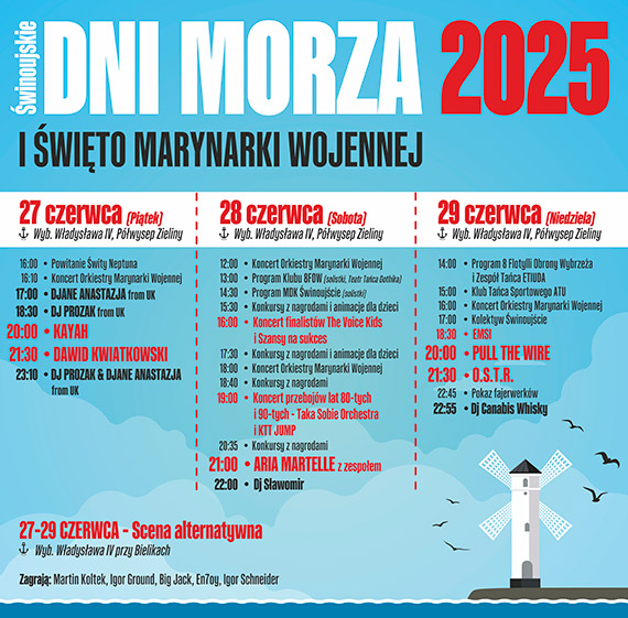 Dni Morza 2025: Gwiazdy na scenie i specjalny transport dla mieszkańców prawobrzeża