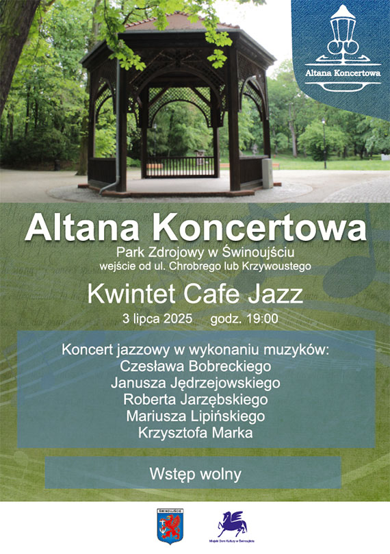 Swing i jazz w sercu Parku Zdrojowego. Kwintet Cafe Jazz zagra w Altanie Koncertowej