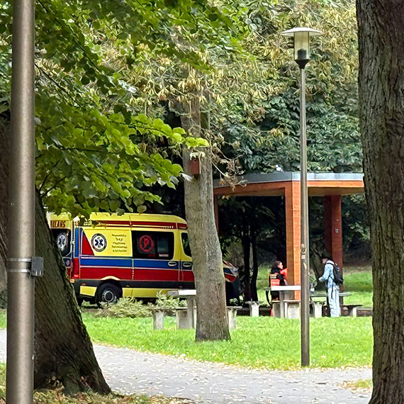 Ratownicy interweniowali w parku przy Chopina. Wychodzony mczyzna trafi do szpitala