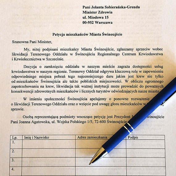 Podpisz petycj - termin upywa jutro! Ratujmy winoujski oddzia krwiodawstwa