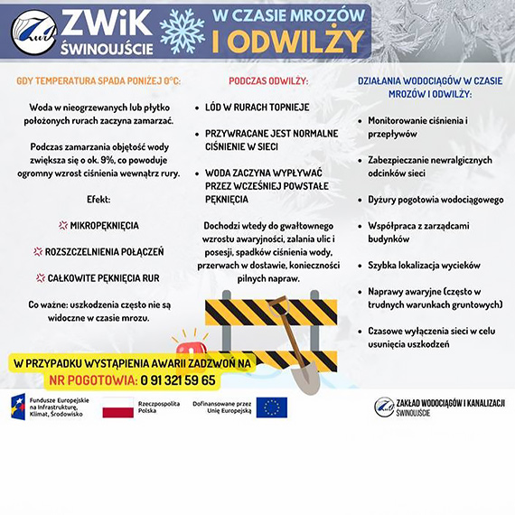 Mr�z i odwil� zwi�kszaj� ryzyko awarii wodoci�gowych