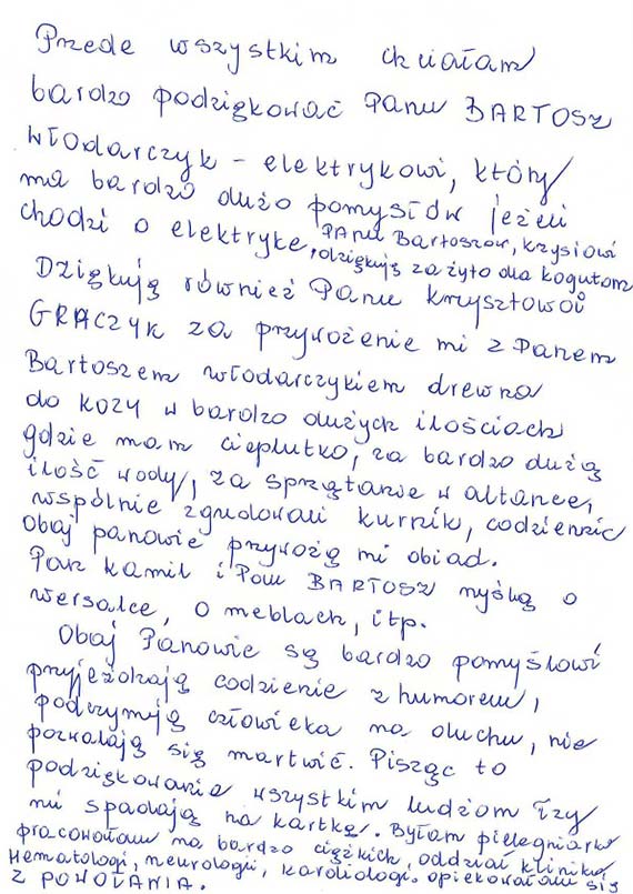 Czasem wystarczy 7 dni, by zmieni� czyje� �ycie… Podzi�kowania Pani Haliny