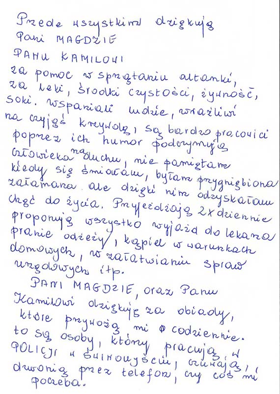 Czasem wystarczy 7 dni, by zmieni� czyje� �ycie… Podzi�kowania Pani Haliny