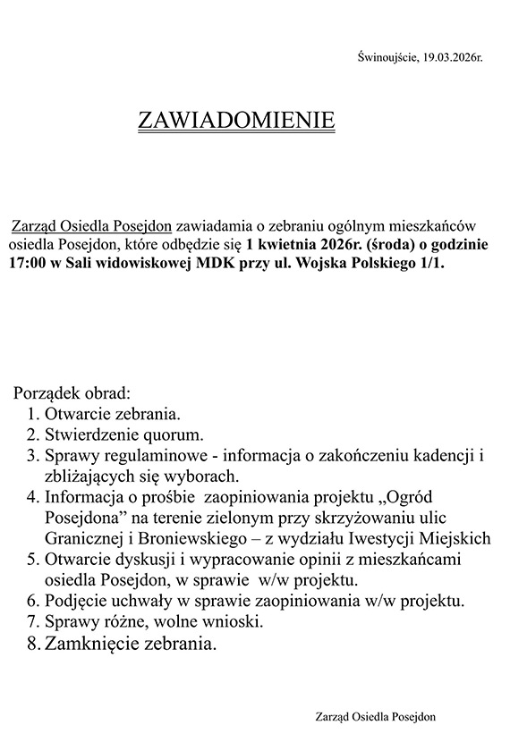 Og�lne Zebranie Mieszka�c�w Osiedla Posejdon
