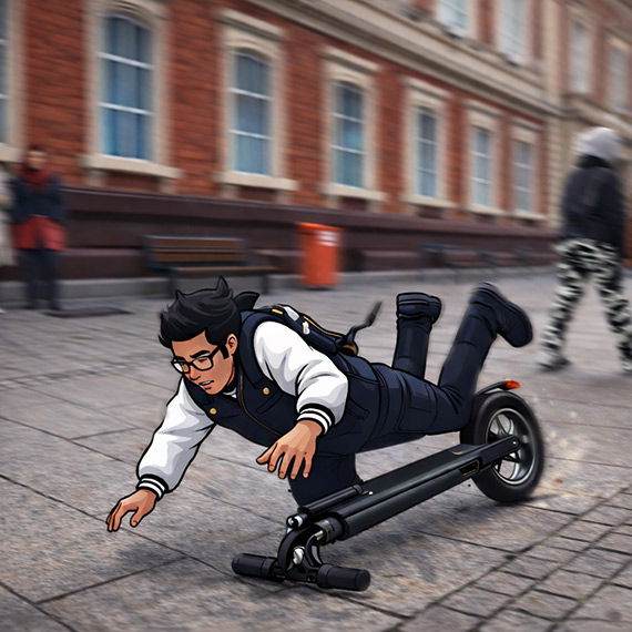 Gro�ny upadek z hulajnogi. M�czyzna uderzy� twarz� o chodnik