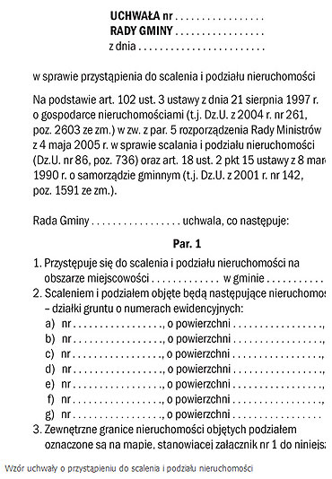 O scaleniu i podziale nieruchomoci decyduje rada gminy